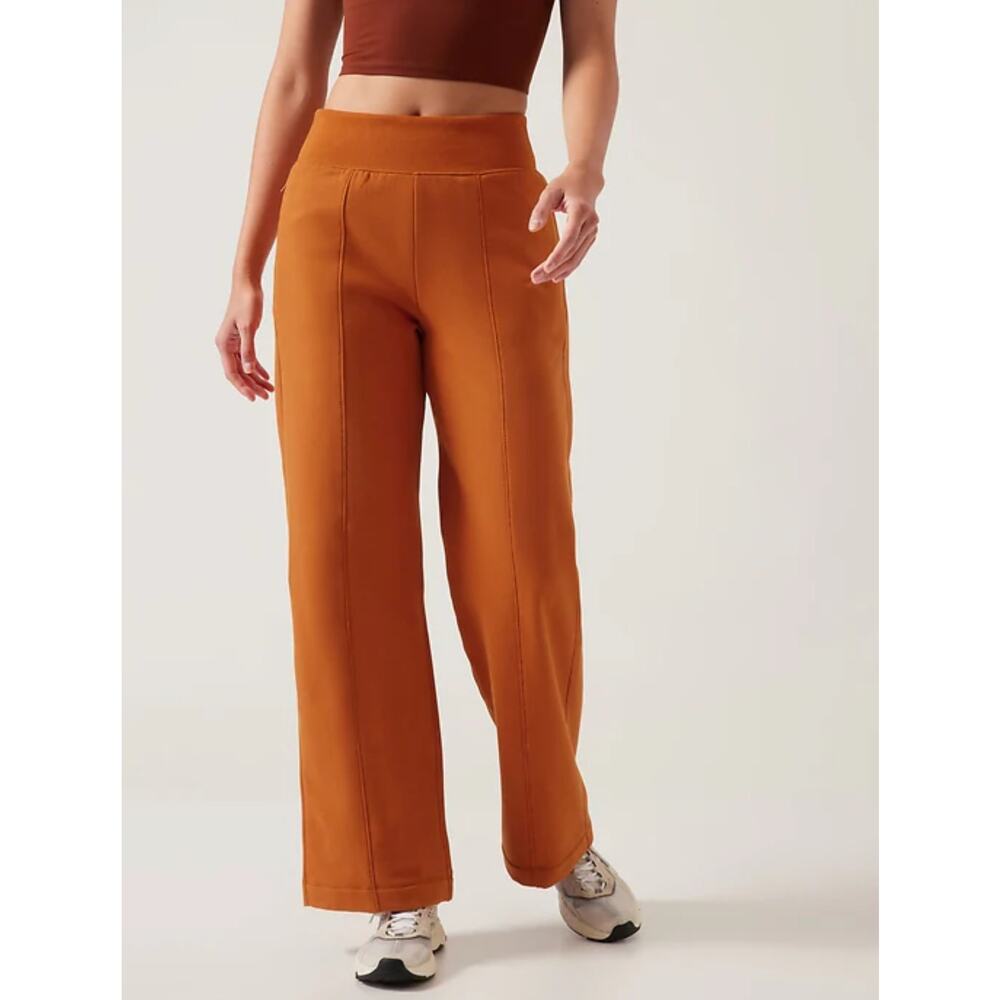 Athleta Retroplush Straight Leg Sweat Pants Burnt Orange Pull On